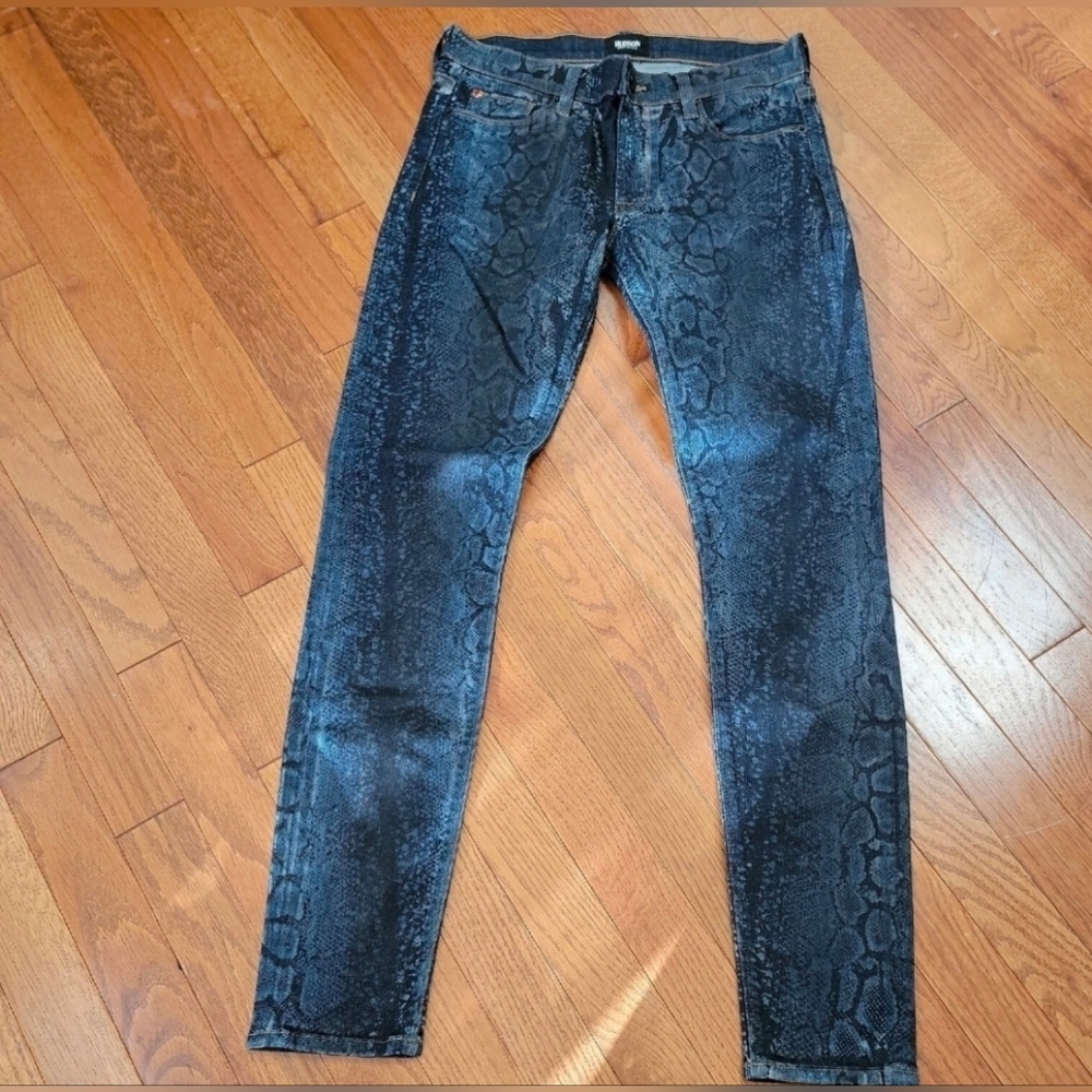 Hudson Jeans Womens Nico Super Skinny Midrise Snake Print Denim Jeans Sz 27
